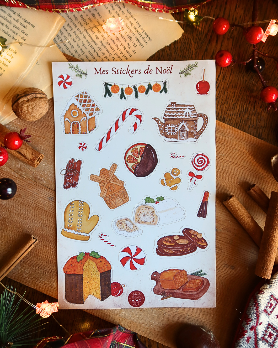 🎄Planche de Stickers - Goûter de Noël 🤶