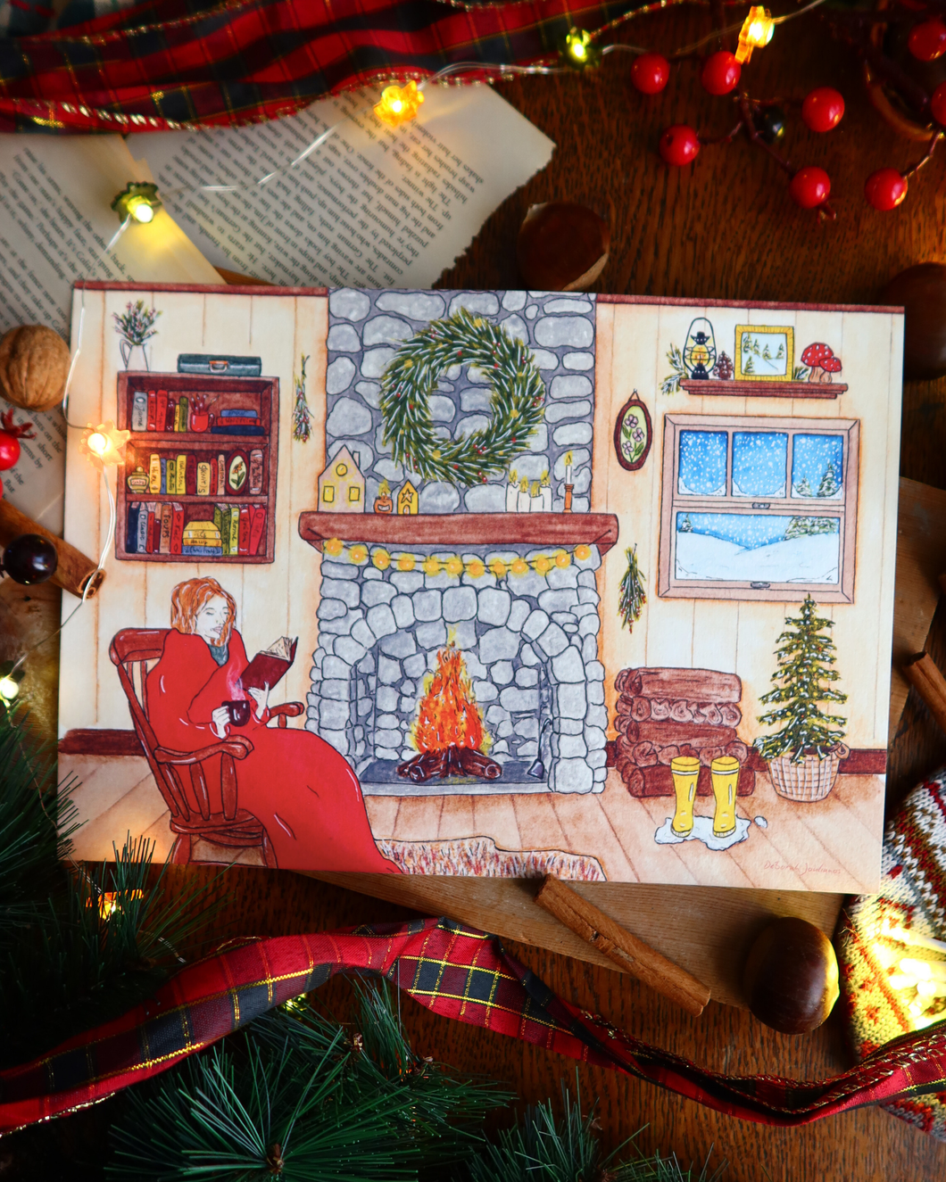 🎄Au coin du feu❄️Affiche A4🧣