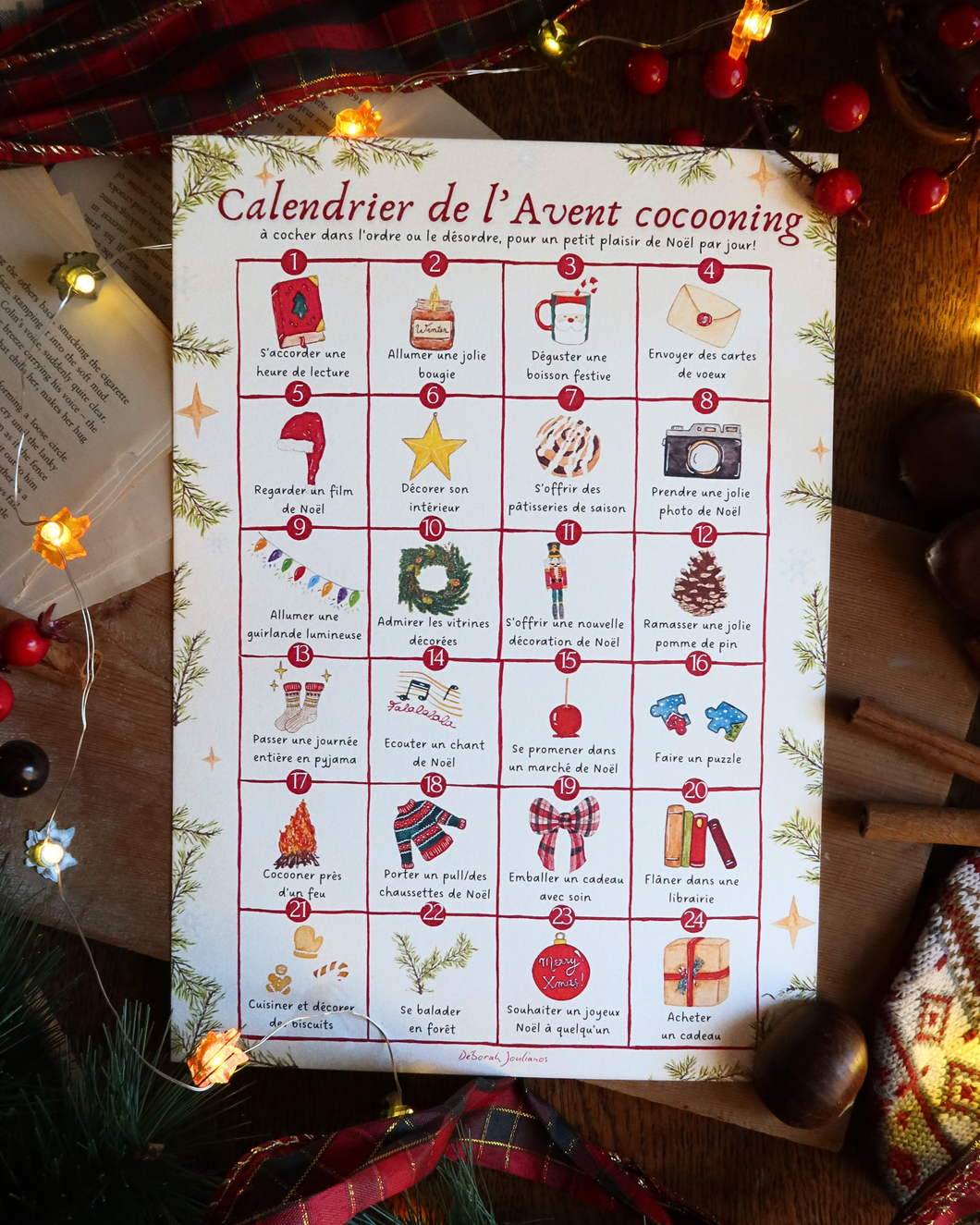 🧣Calendrier de l'Avent Cocooning- Affiche A4🎄